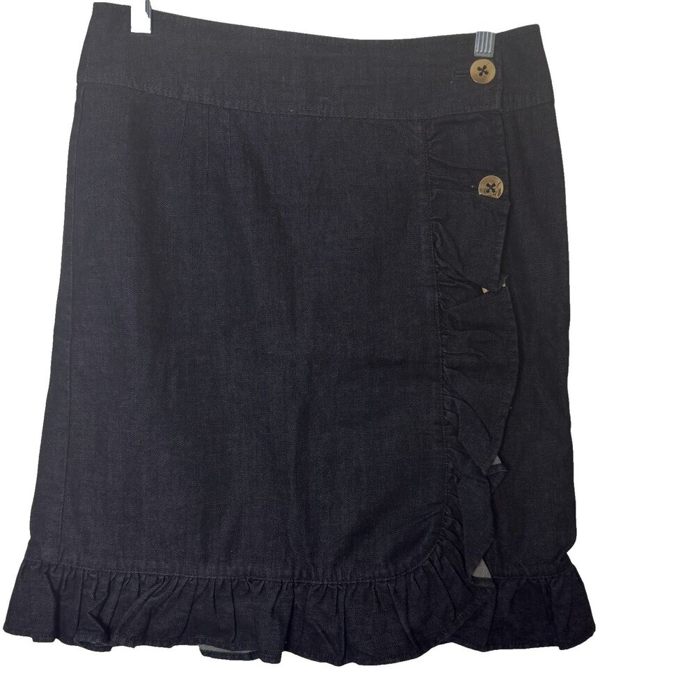 Leifsdottir Anthropologie Denim Ruffle Skirt Blue 8